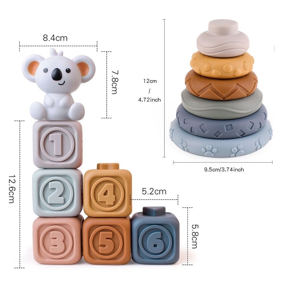 Baby Soft Toy Stacking Plugging Toy Tummy Time Building Block Preschool ...