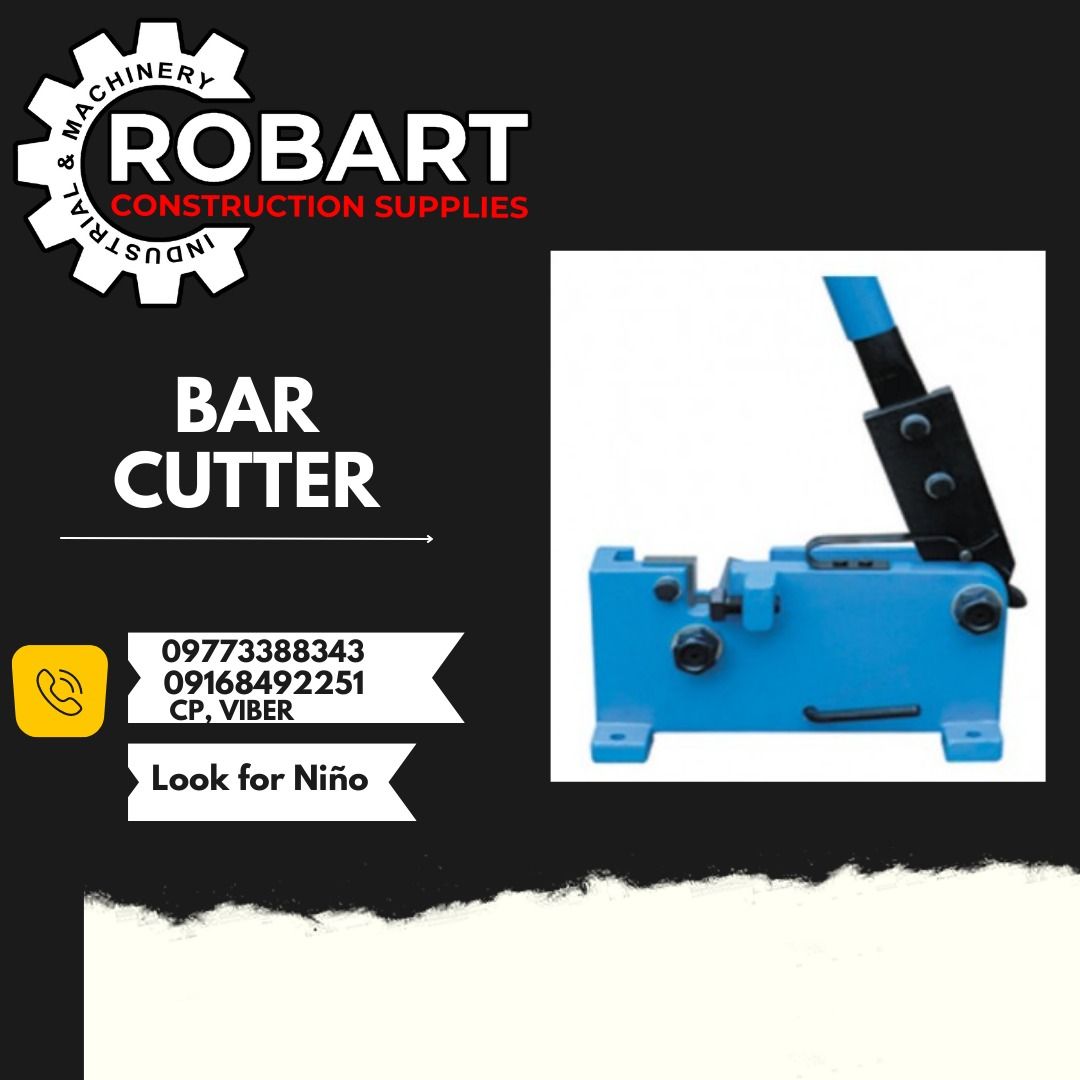 BAR CUTTER (Category: Construction Tools & Equipment) located in Manila. Submitted by ninoparede24925 (Listing ID 1220793217, Image 1). Description: TTMC Bar Cutter Brand: TTMC Product Code: -MS-20 ( 372201 ) 20mm Capacity -MS-24 ( 372202) 24mm Capacity -MS-28 ( 372203) 28mm Capacity -MS-32 ( 372204 ( 32mm Capacity ) -372201 Extra Blade ( 37 x 37 x 12 ) -372202 Extra Blade ( 39 x 39 x 13 ) -372203 Extra Blade ( 44 x 44 x 16 ) -372204 Extra Blade 