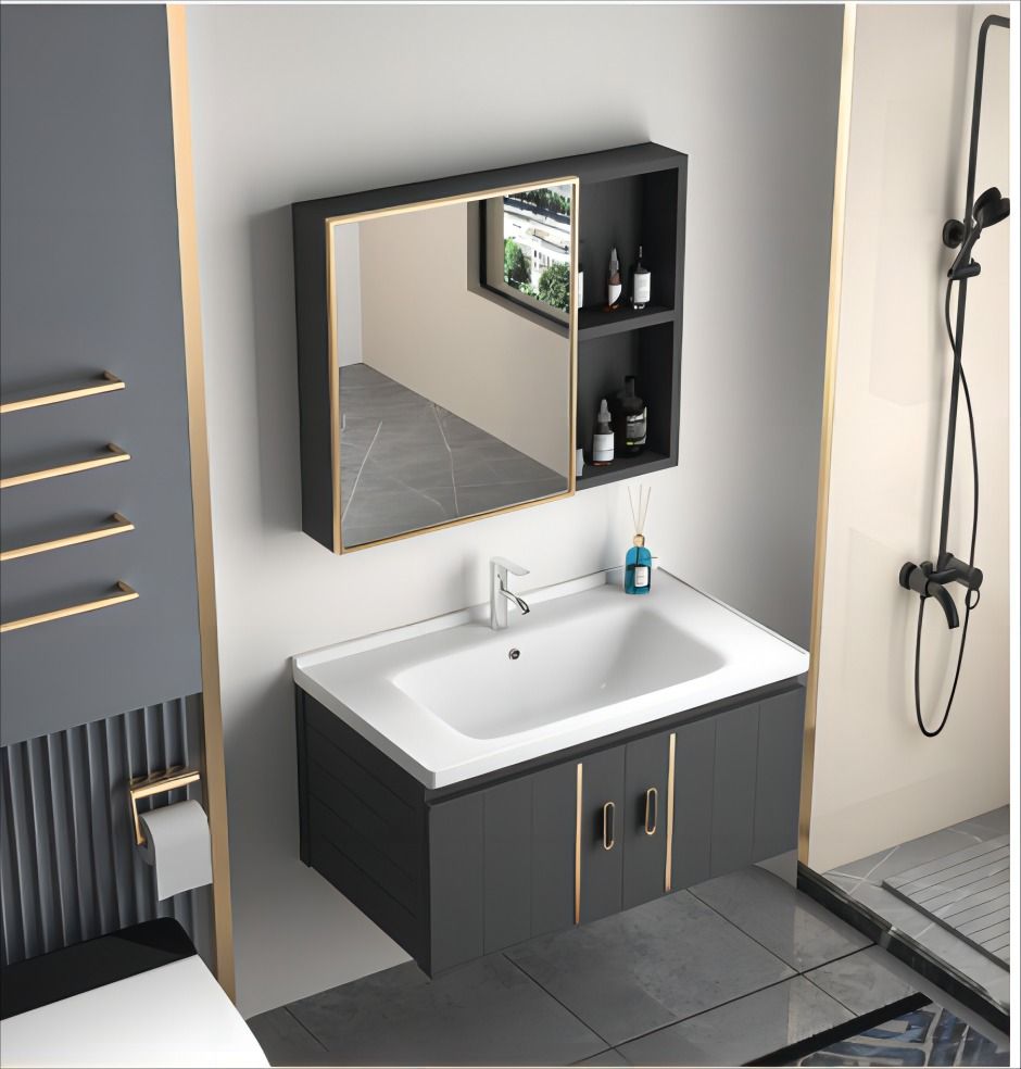 Bathroom Mirror Cabinet Modern Style Texture Large Storage Capacity With Silent Hinges Free Delivery Furniture Home Living Shelves Cabinets Racks On Carou
