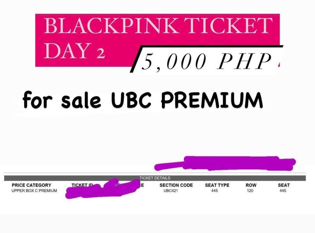 Blackpink ticket philippine arena day 2 UBC seat 3,500 each only