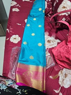 blueish pink Indian saree
