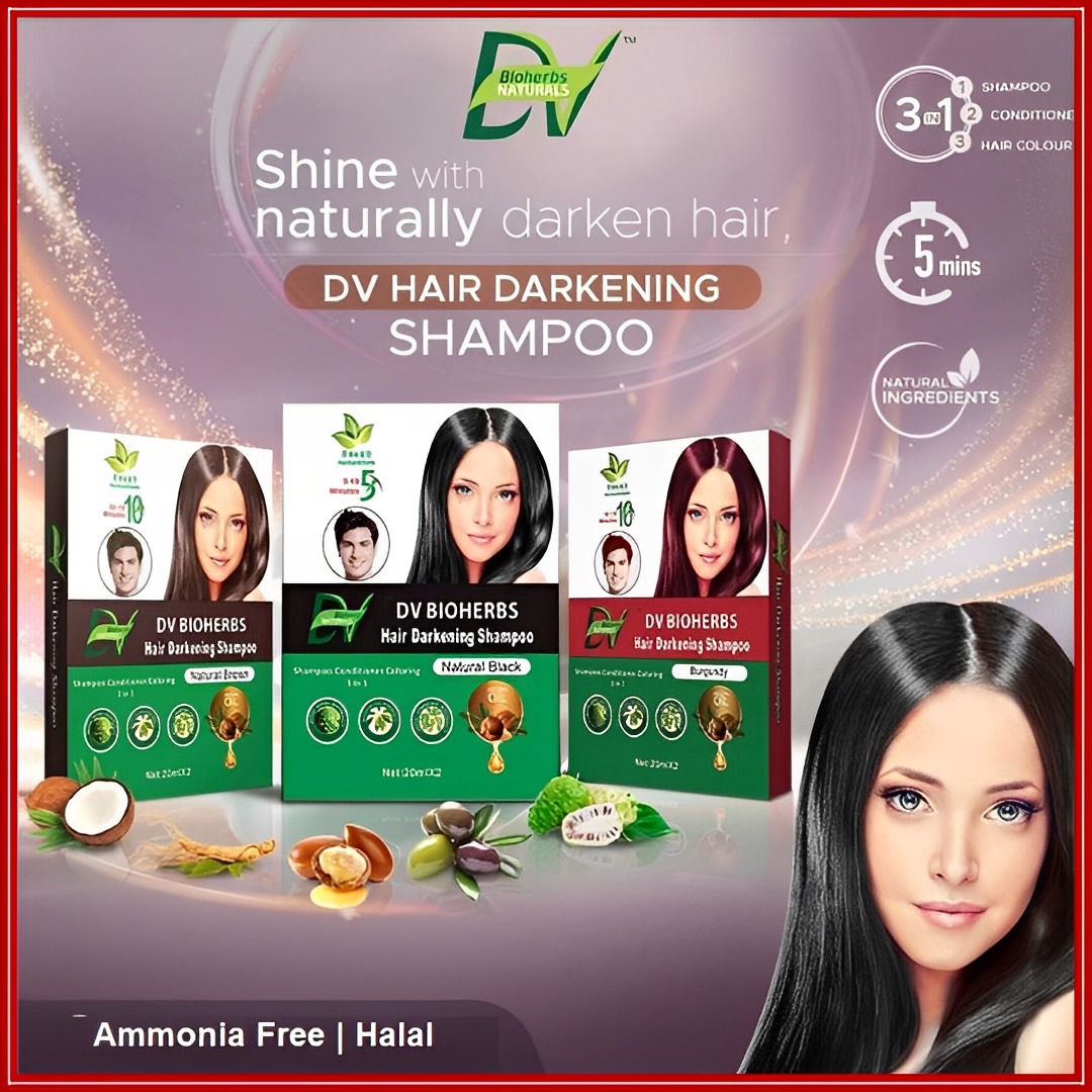 (BN) DV Instant Hair Dye Shampoo HSA & ISO Certified Ammonia Free Halal
