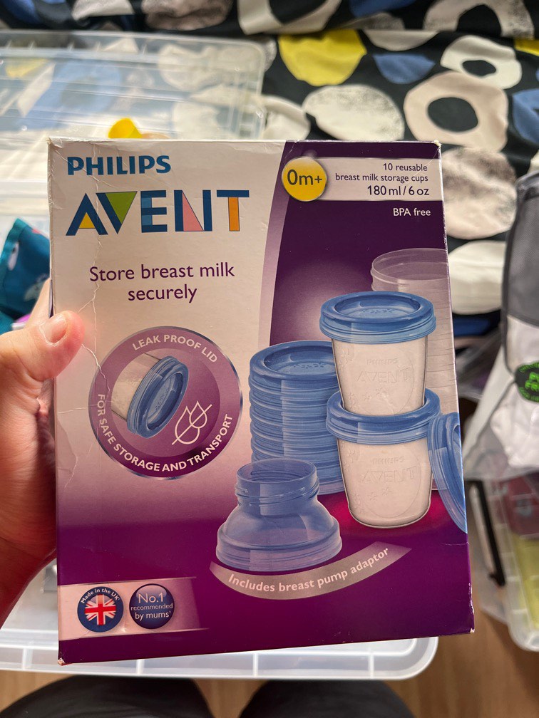 Philips avent breast milk storage cups x9, Babies & Kids, Nursing