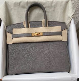 NEW Hermès Birkin 25 Mini Togo Etain Grey Leather Rose Gold RGHW Z