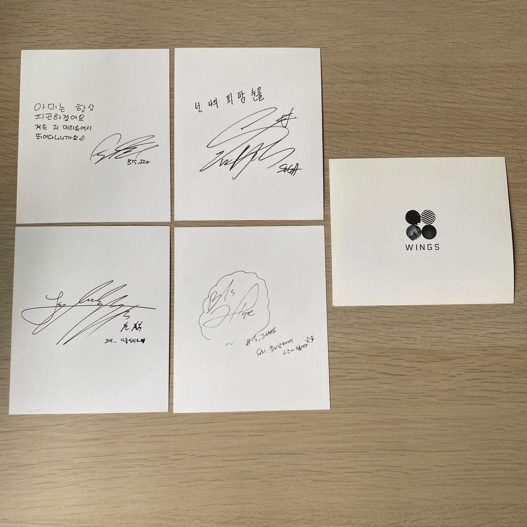 BTS 直筆サインアルバム　JIN 　WINGS BTS WINGS Album Group Jin Jhope Hoseok Jungkook JK Yoongi Suga