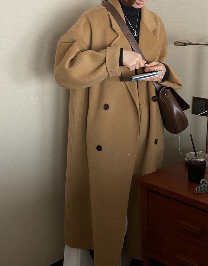 Full length camel wool coat shop