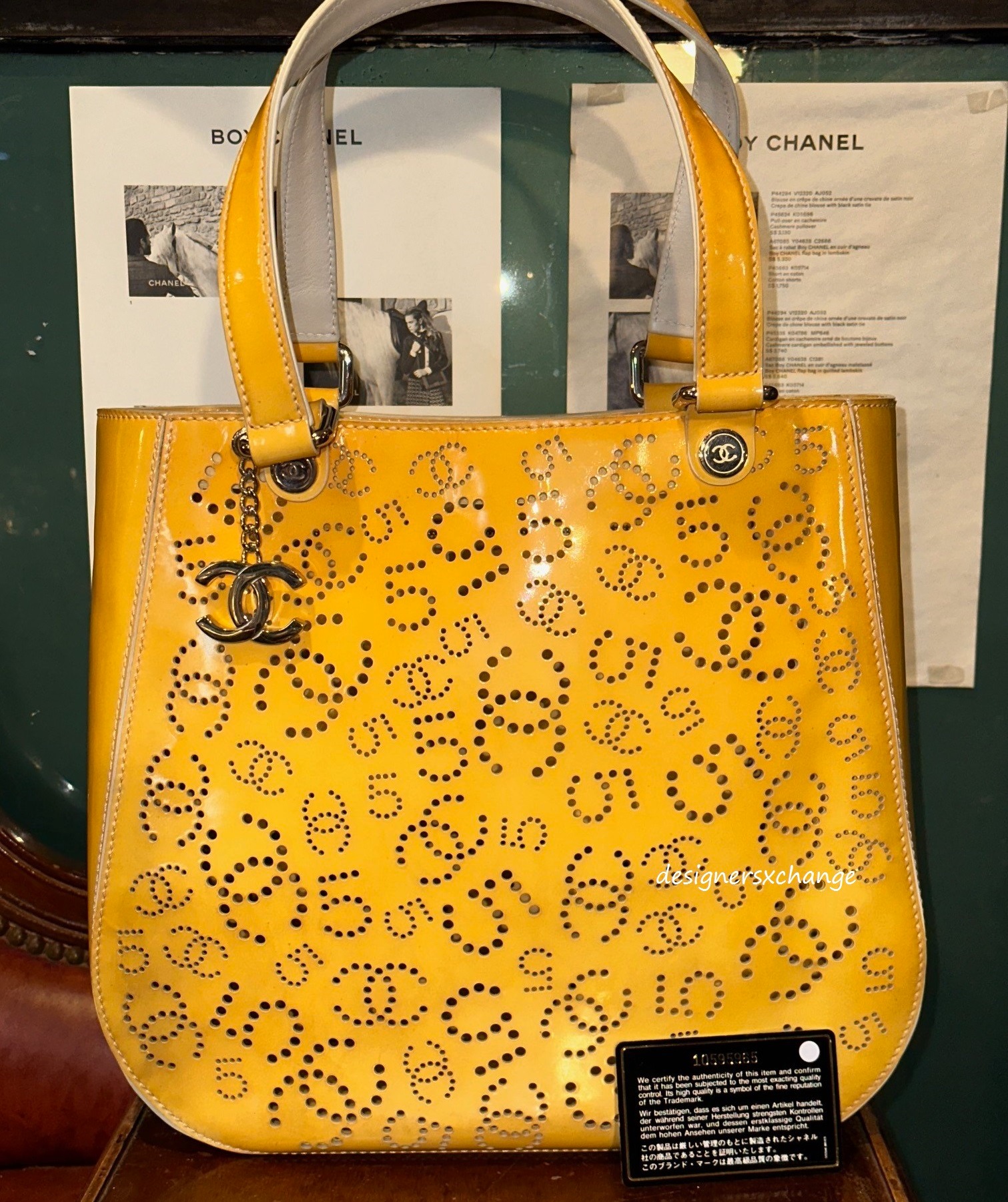Chanel Graffiti No.5 CC Logo Perforated Patent Leather Tote