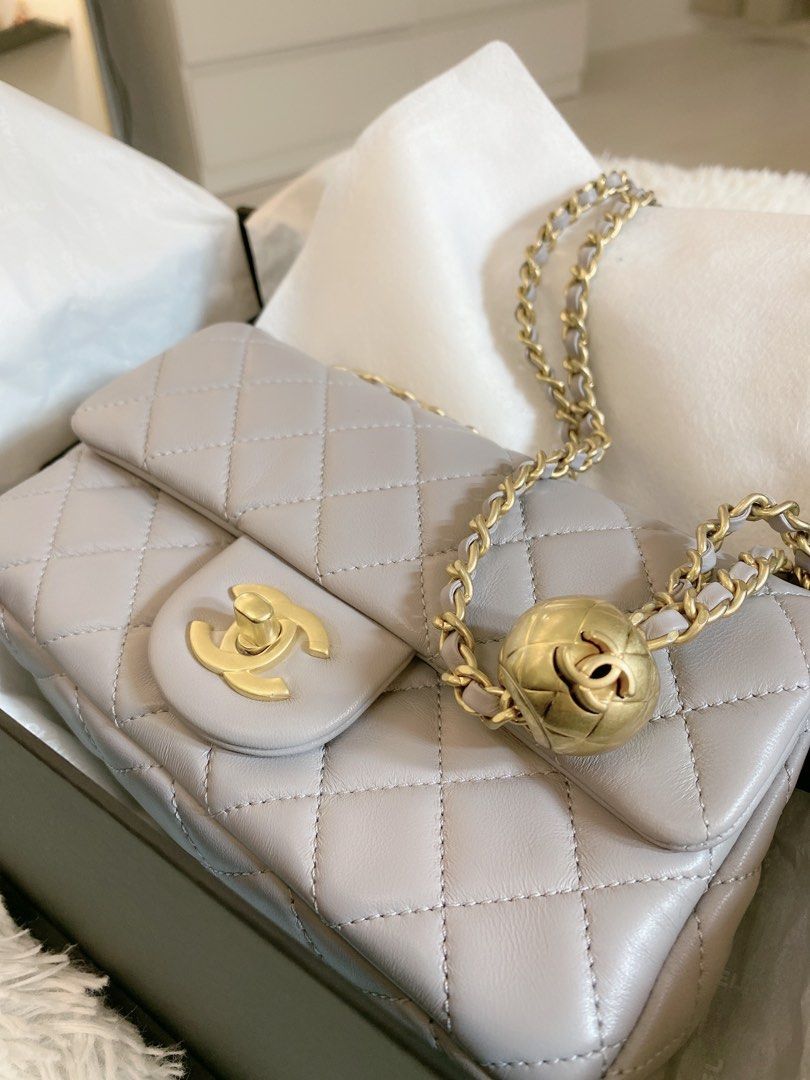 Chanel Pearl Crush Mini, Beige Lambskin with Gold Hardware