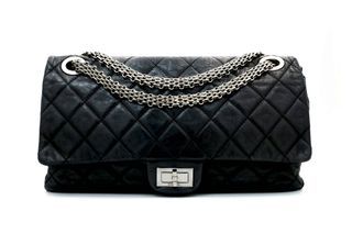 Chanel Black Patent Leather Ruthenium Hardware 2.55 Jumbo Shoulder Bag -  LAR Vintage
