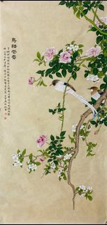 Chinese art painting and calligraphy 权威国礼画家郭铭璐.晋升为权威大红袍画家系列金奖作品仿古工笔画精品--138cmx69cm 收藏 投资 保值 增值
