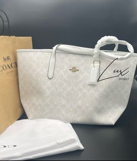 Coach  Signature City Tote Bag White