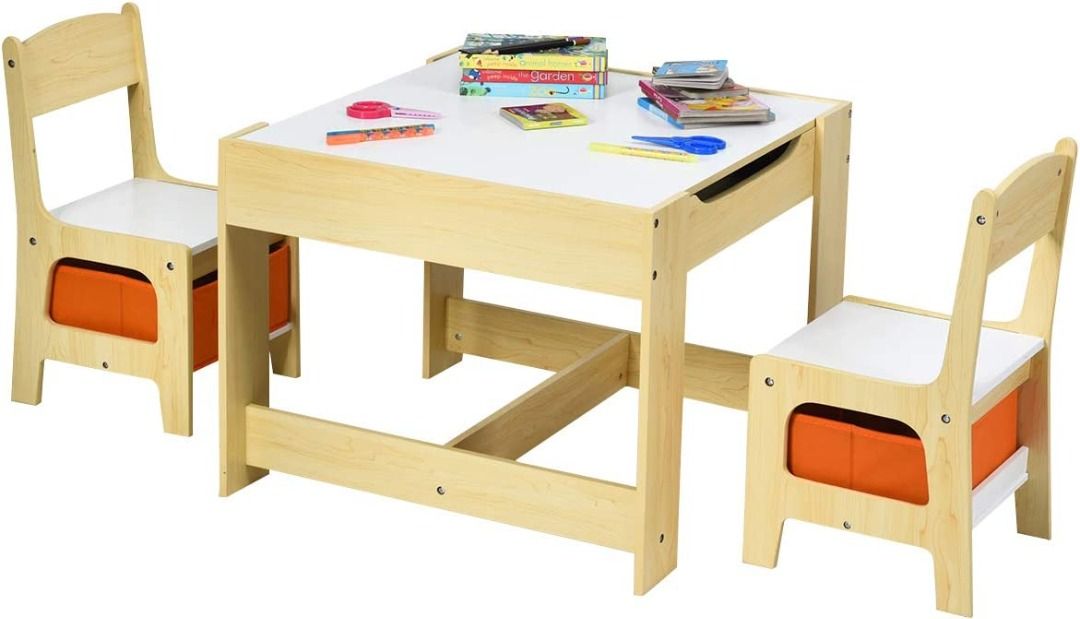 Costzon Kids Table and Chair Set 3 in 1 Wooden Activity Table