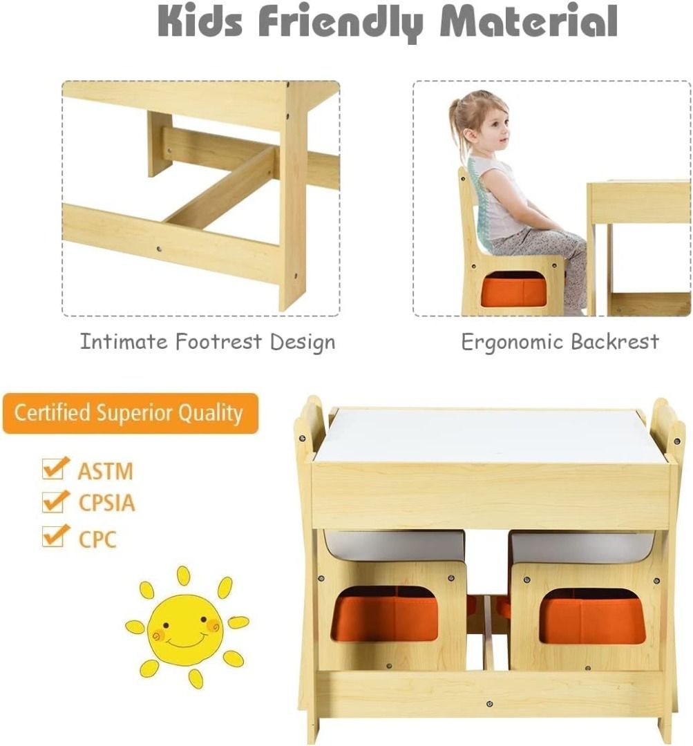 Costzon 3 in 1 kids outlet wood table & 2 chair set