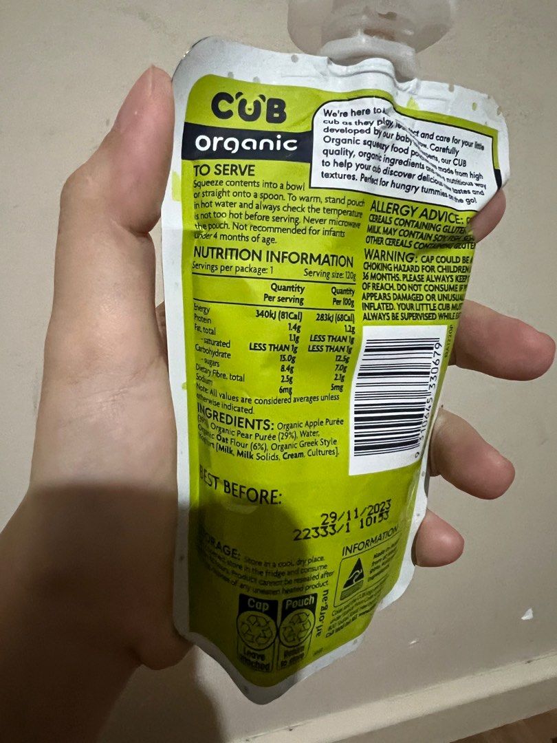 Cub organic hot sale baby food