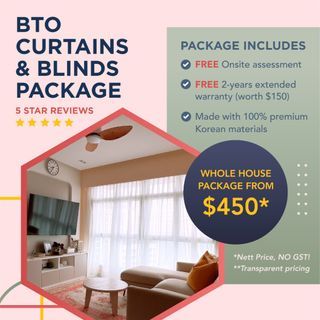 Curtains & Blinds Package (NETT Price,  No GST! Transparent Pricing) – For BTO / HDB / Condo / Private / Commercial
