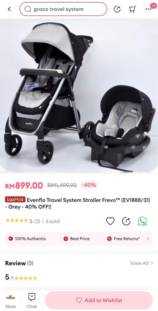 Evenflo Travel System Stroller Frevo Car Seat Babies Kids
