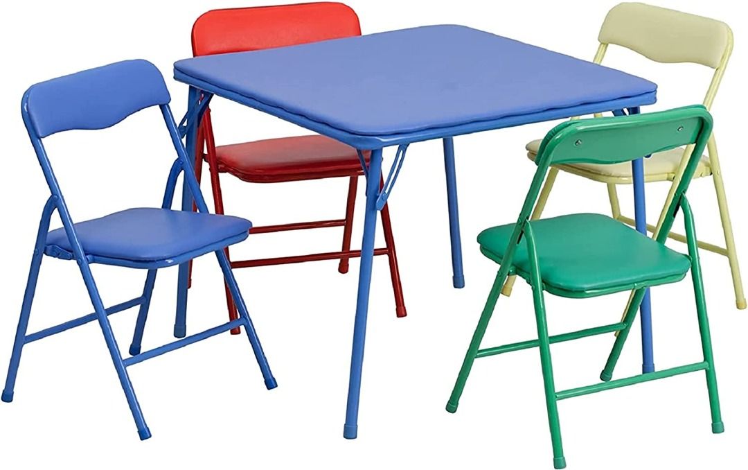 Flash Furniture Kids Colorful 5 Piece Folding Table and Chair Set Babies Kids Baby Nursery Kids Furniture Kids Tables Chairs on Carousell