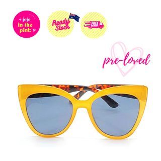 [FREE SHIPPING] PRE-LOVED Cat-eye Yellow Leopard Print Sunglasses