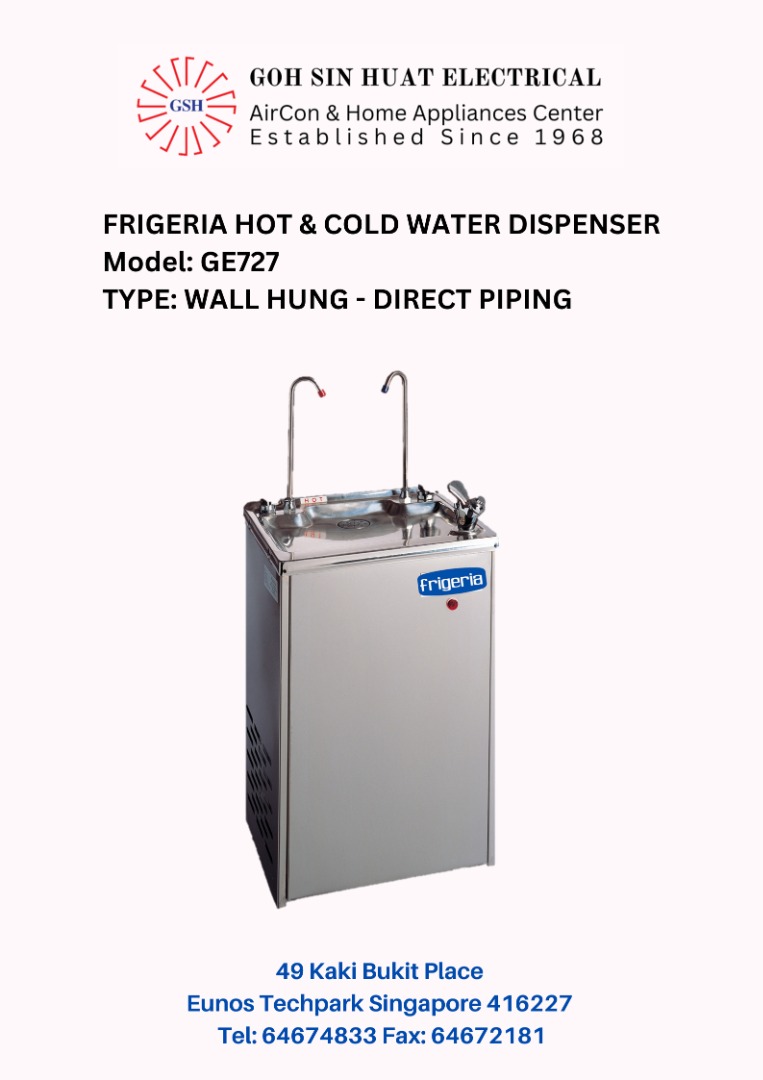 Frigeria GE727 Direct Piping Cold Water Dispenser + External Water