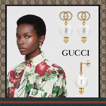Gucci interlocking G earrings with pearl Women s Fashion