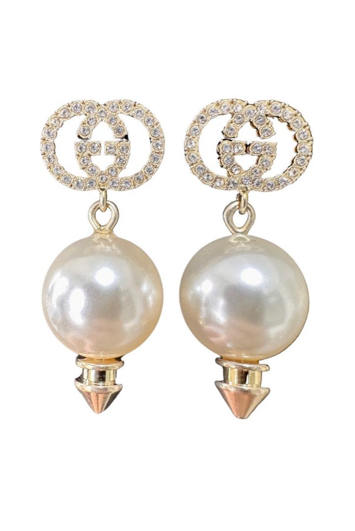 Interlocking g earrings with pearl new arrivals
