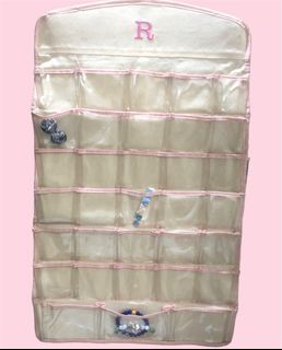 Hanging Organizer in Polka Pink with letter  R