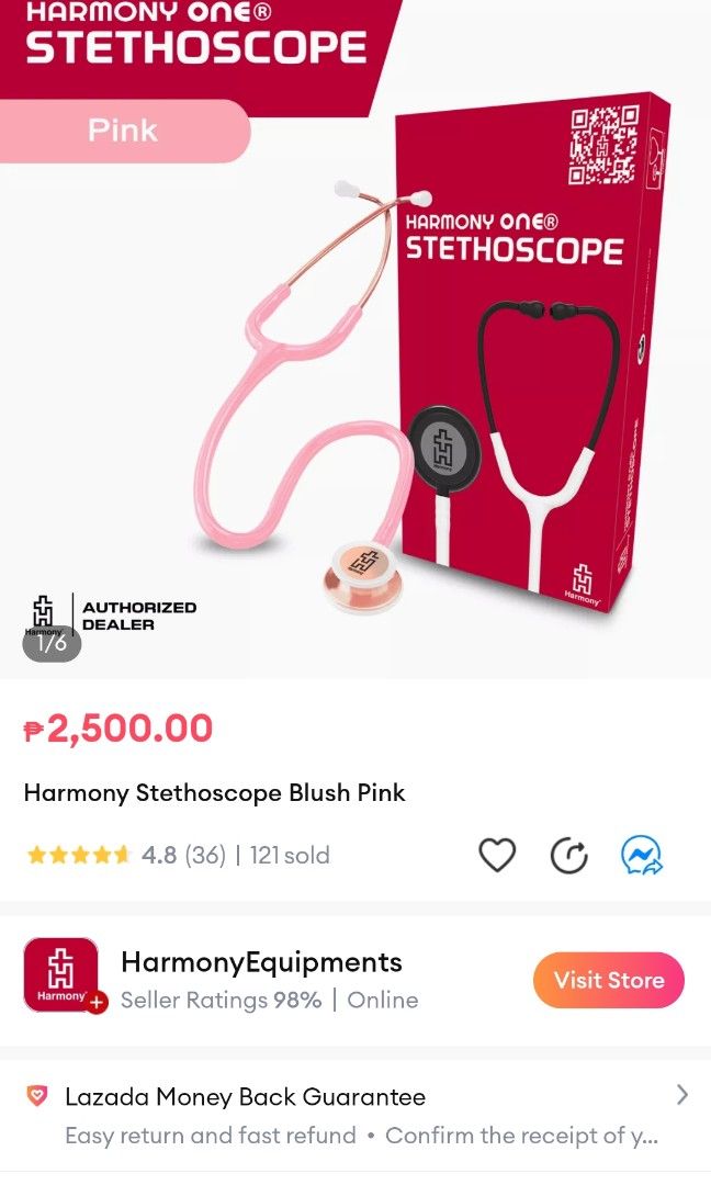 Harmony One Stethoscope (Category: Medical Supplies & Tools) located in Quezon City. Submitted by SomeThingsMustGo.ph (Listing ID 1220887323, Image 3). Description: Brand New Harmony One Stethoscope Availble in Pink and Blue.