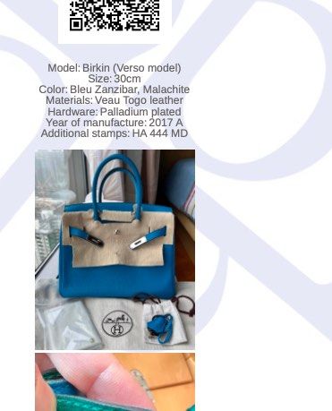 Hermes Verso Birkin 30 Bag Blue Zanzibar & Malachite Togo Leather