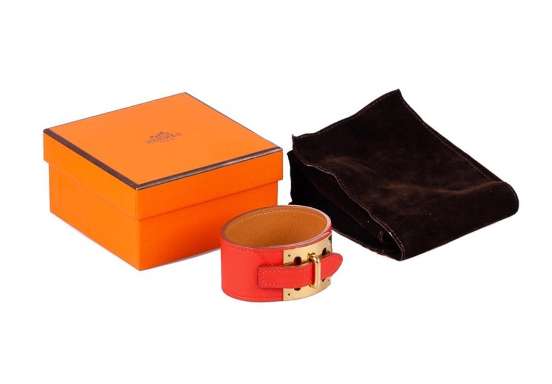 HERMES Intense Capucine Leather Bracelet Luxury Accessories on