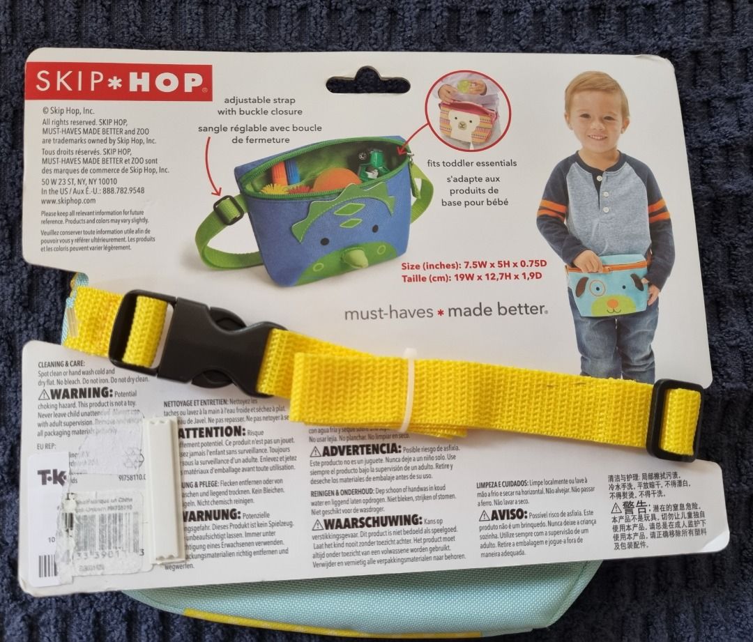 Hip or Crossbody bag (Category: Other Babies Going Out Needs) located in Cainta. Submitted by mama.sells (Listing ID 1220721502, Image 3). Description: Skip*Hop polyester/nylon adjustable strap/2 pockets inside Very cute bag, easy to clean Size - 7.5w x 5h".