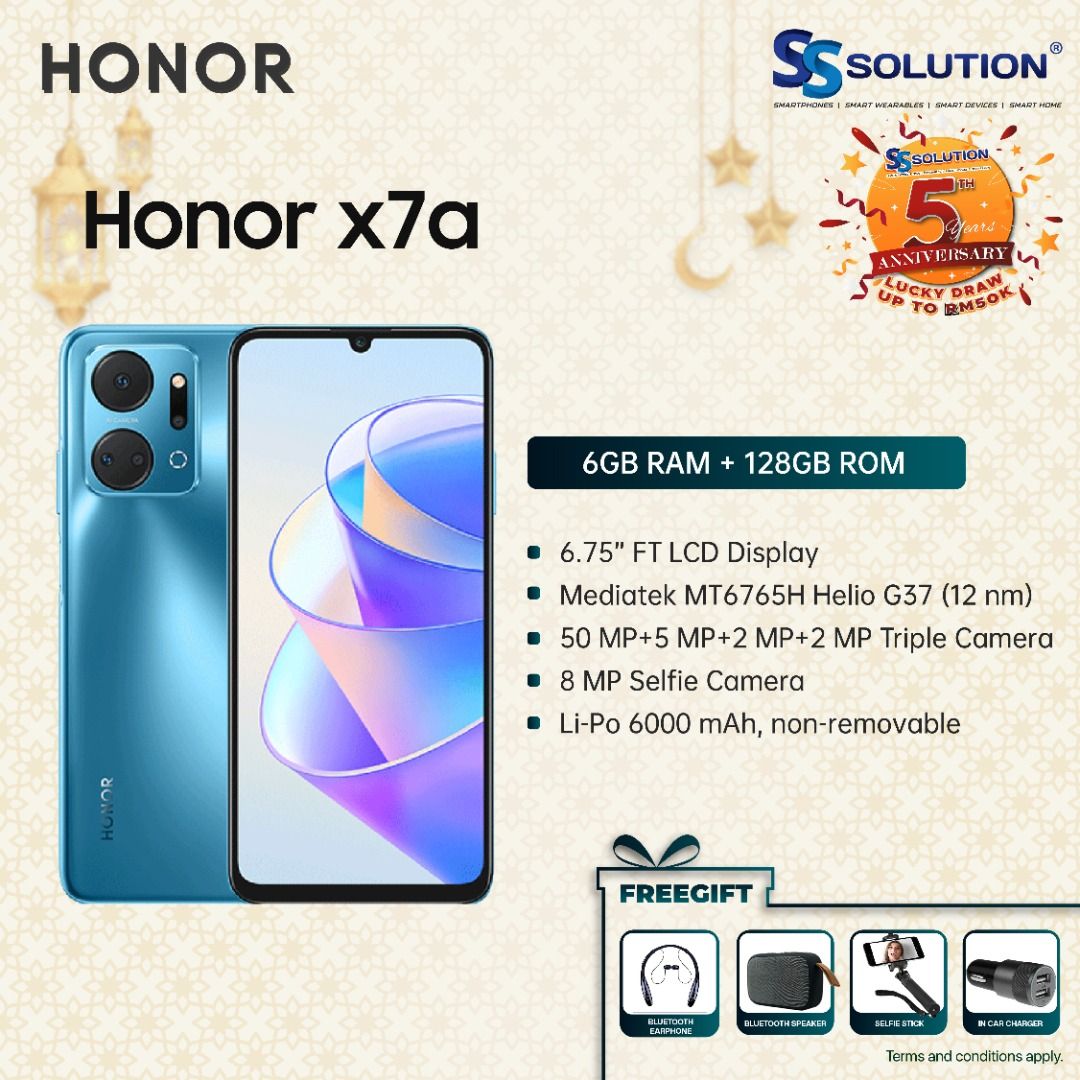 Smartphone Honor X7A (6.74) Mediatek-MT6765H 6GB RAM 128GB