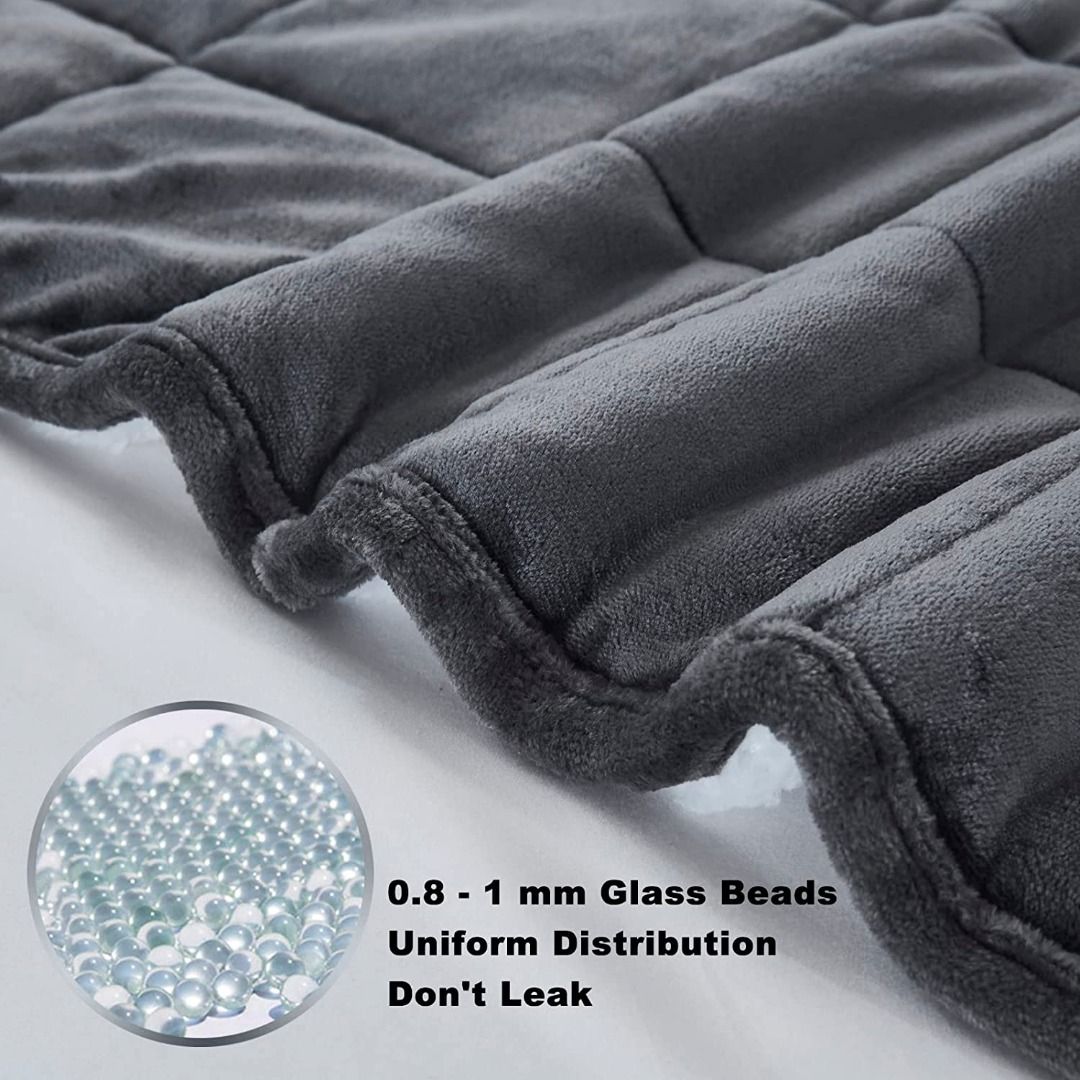 HOSUKKO Weighted Blanket Grey 60 x80 15lbs Flannel Sherpa Breathable Soft Warm Thick Heavy Blanket with Premium 0.8mm Glass Beads Big Winter Blanket Throw for Adult Furniture Home Living Bedding