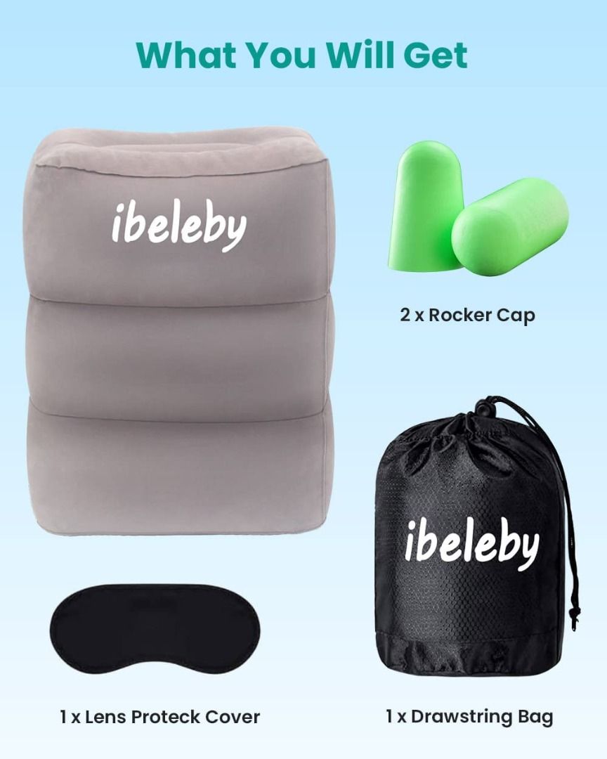 iBeleby Airplane Foot Rest, Inflatable Travel Pillow for Kids to Sleep
