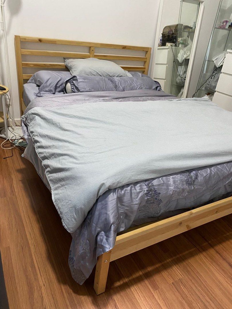 Ikea bed frame with mattress (not ikea mattress), Furniture & Home