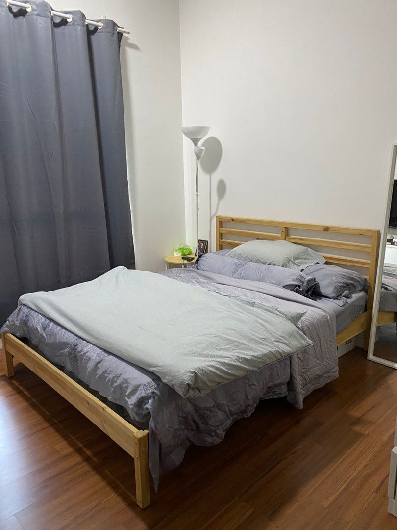 Ikea bed frame with mattress (not ikea mattress), Furniture & Home