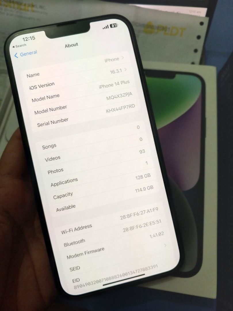 iPhone 14 plus (128gb) (Category: iPhone 14 Series) located in Marikina City. Submitted by ajdiagro (Listing ID 1220727180, Image 1). Description: iphone 14 plus 128gb Midnight Complete accessories With tempered glass and clear case With box and receipt Under warranty until January 2024 No issue sa unit Almost 2 months old palang Bagong bago pa RFS: Change of Mind 100% smooth 100% batt health 100% makinis Unli check upon meet up Loc. Manila/Rizal