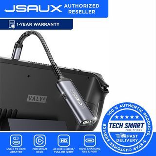 JSAUX USB C to HDMI Adapter and Charger for Steam Deck, 2-in-1 4K @ 60Hz Type-C to HDMI 2.0 Female Adapter and PD 100W Fast Charging