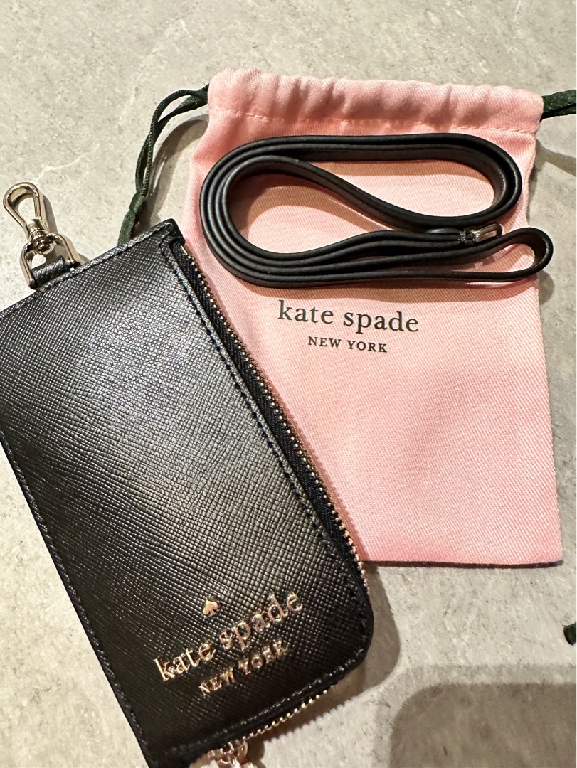Kate Spade Lanyard - black & pink, Luxury, Accessories on Carousell