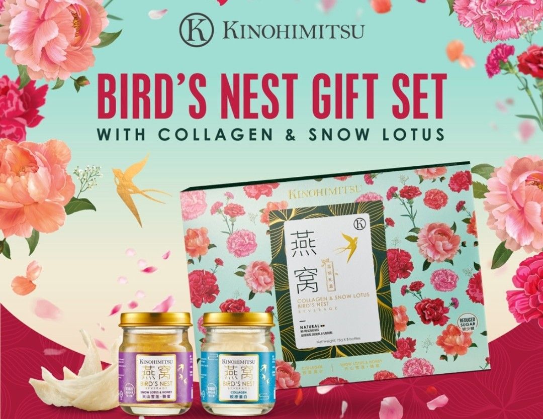 Kinohimitsu Birds Nest Gift Set with Collagen and Snow Lotus/ 8 bottles / Expiry 2025, Health