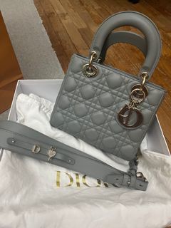 Medium Lady Dior Bag Stone Gray Cannage Lambskin