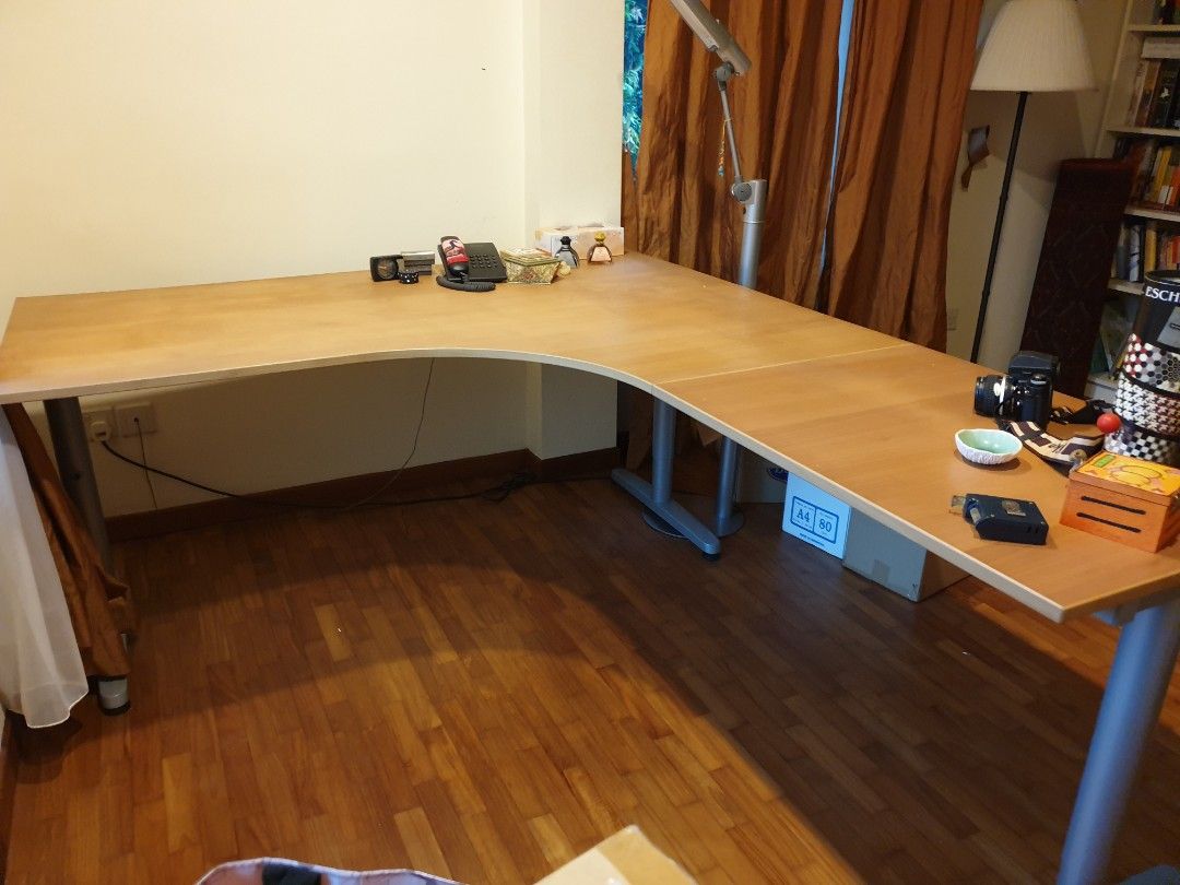 Ikea L-Shaped Study Desk, Furniture & Home Living, Furniture, Tables & Sets  On Carousell