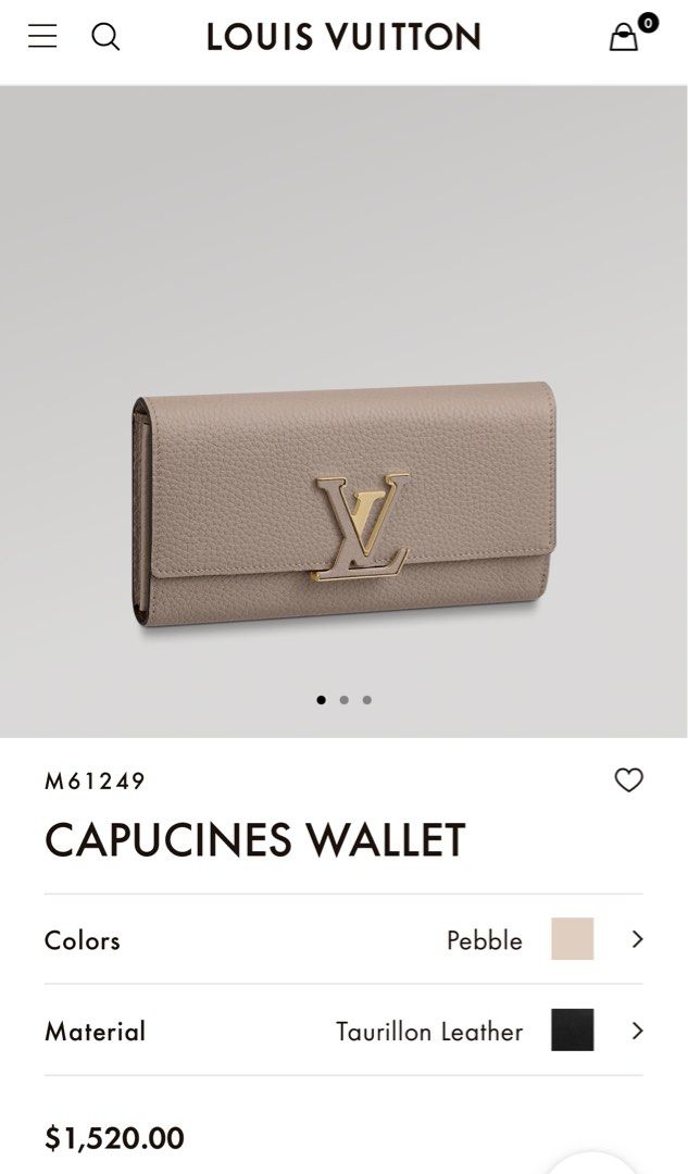 Louis Vuitton Capucines Wallet Pebble Taurillon