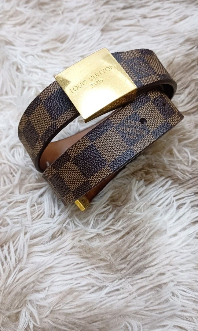 Louis Vuitton damier ebene belt (Category: Belts) located in Quezon City. Submitted by annbonrostro (Listing ID 1220740597, Image 2). Description: size 34 guaranteed authentic with dustbag hairline scratches on buckle but still very presentable P10,500 free shipping within ph lalamove or lbc guaranteed authentic ❤️.