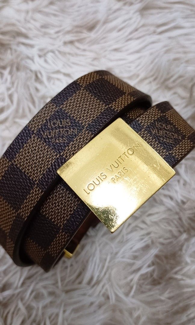 Louis Vuitton damier ebene belt (Category: Belts) located in Quezon City. Submitted by annbonrostro (Listing ID 1220740597, Image 1). Description: size 34 guaranteed authentic with dustbag hairline scratches on buckle but still very presentable P10,500 free shipping within ph lalamove or lbc guaranteed authentic ❤️.