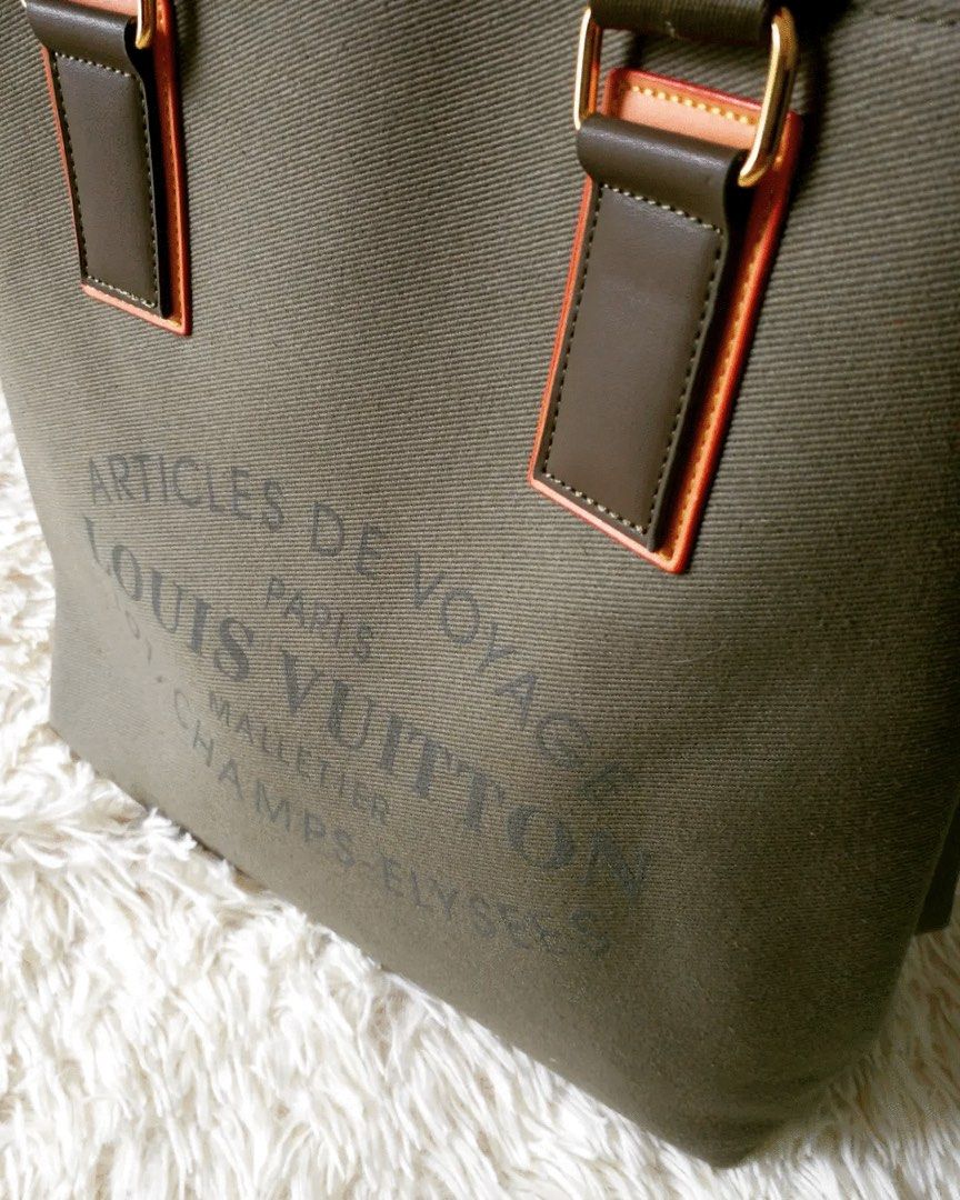 Louis Vuitton Olive Green Canvas Articles de Voyage Tote Bag., Lot #17021