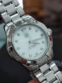 M Store KL TAG HEUER Aquaracer WAF1312 Mother of Pearl Diamond Dial Lady 31mm Good Condition