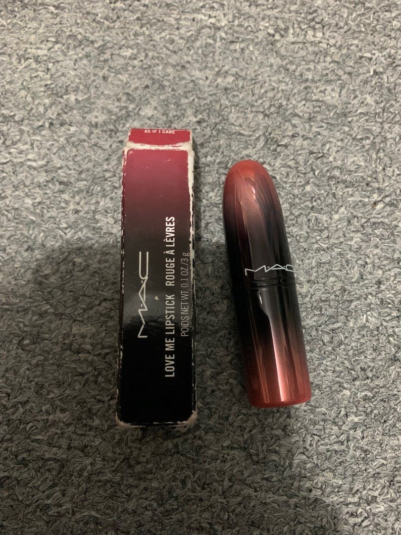 Mac Lipstick (Category: Makeup) located in Pasay City. Submitted by snowscloset (Listing ID 1220859542, Image 1). Description: almost new bought in Greenbelt Mac at 1300php lipstick with argan oil shade As If I care Light pink nude combi.