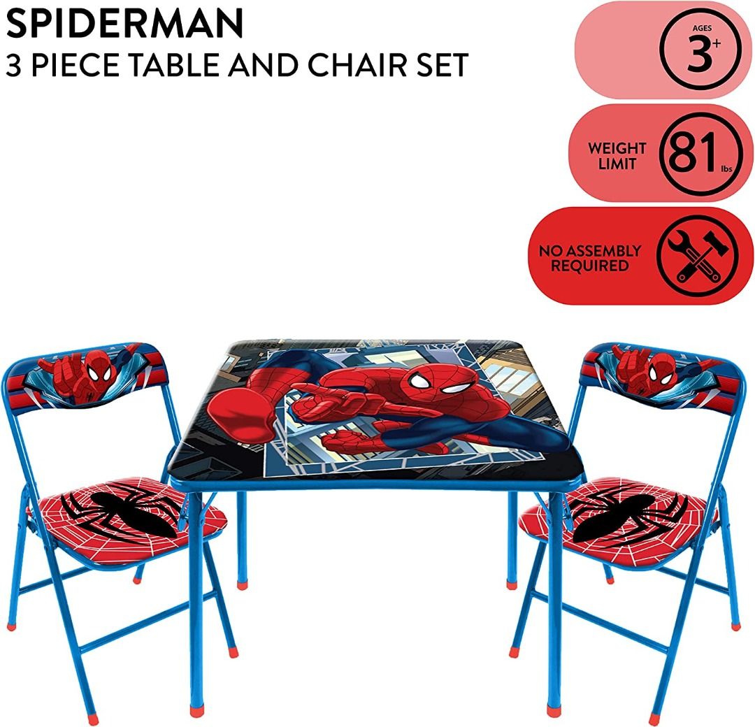 Marvel Spider Man 3 Piece Table and Chair Set Babies Kids Baby Nursery Kids Furniture Kids Tables Chairs on Carousell