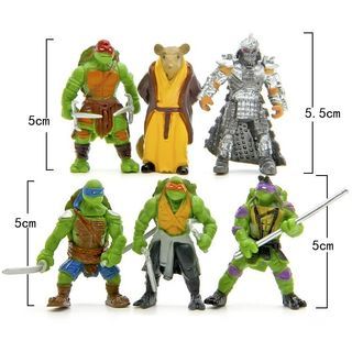 Mini Ninja Turtle Figurines / Cake Toppers (6 Pcs A Set)