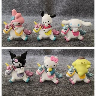 My Melody / Kuromi / Pochacco / Hello Kitty / Purin / Cinnamoroll Pony Design Figurines / Cake Toppers (6 Pcs a Set)